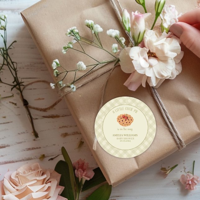 Watercolor Cutie Pie  Fall Baby Shower Classic Round Sticker (Creator Uploaded)