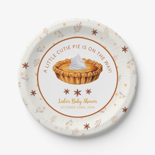 Watercolor Cutie Pie Fall Baby Shower Paper Plates