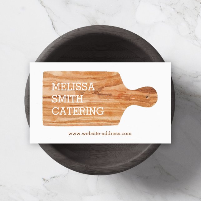 Watercolor Cutting Board Catering Chef Logo Business Card