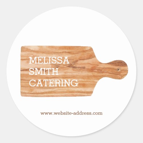 Watercolor Cutting Board Catering Chef Logo Classic Round Sticker