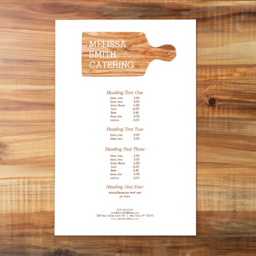 Watercolor Cutting Board Catering Chef Logo Flyer