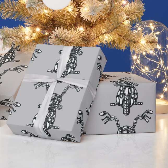 Watercolor Cycle Biker Motorcycle Art Wrapping Paper (Holidays)