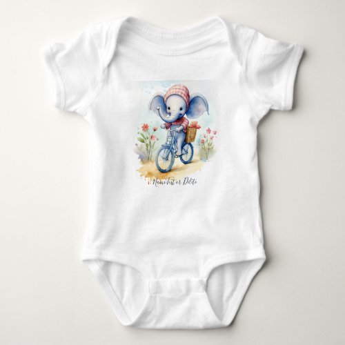 Watercolor Cycling Elephant Baby Bodysuit