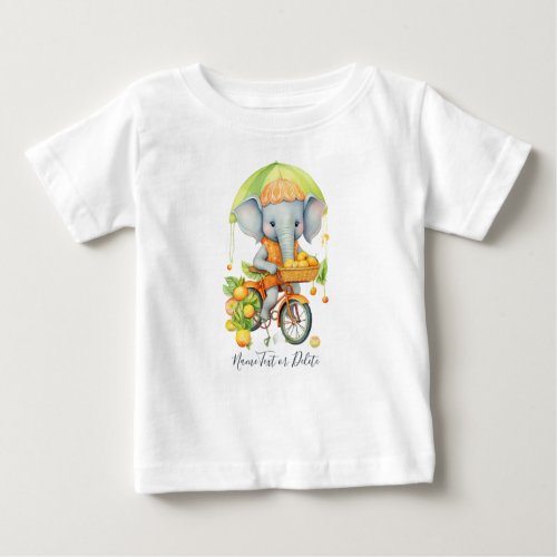 Watercolor Cycling Elephant Baby T_Shirt