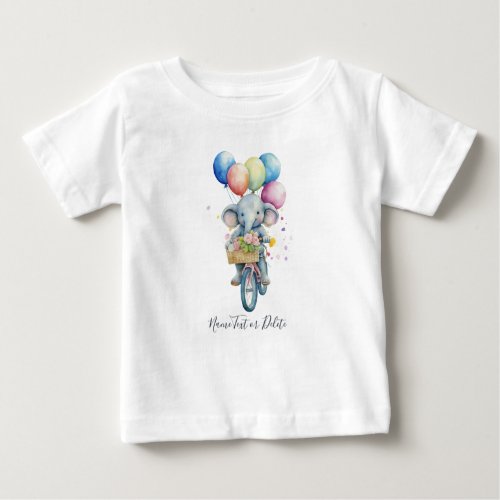 Watercolor Cycling Elephant Baby T_Shirt