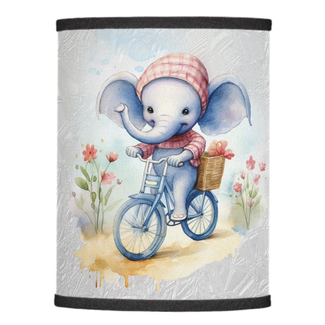 Watercolor Cycling Elephant Lamp Shade (Front)