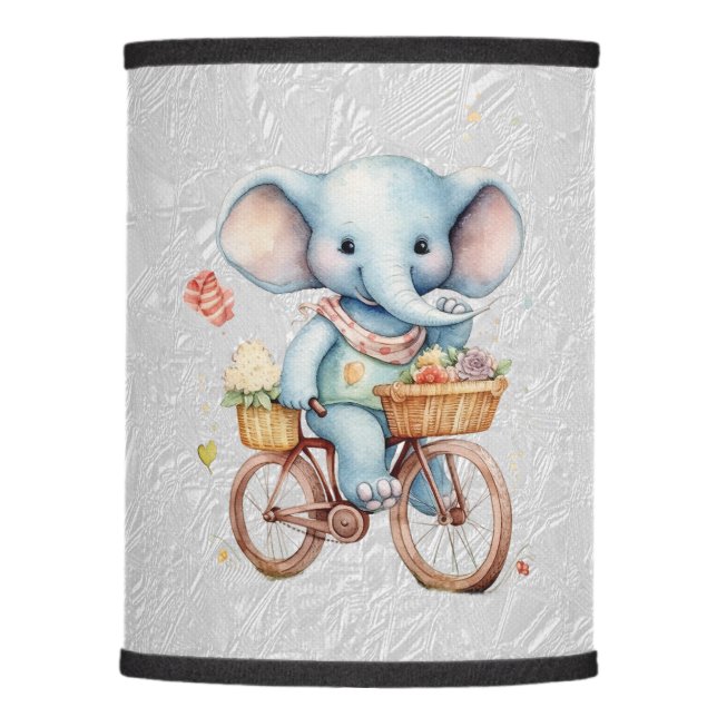 Watercolor Cycling Elephant Lamp Shade (Front)