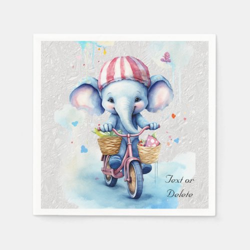 Watercolor Cycling Elephant Napkins