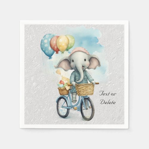 Watercolor Cycling Elephant Napkins