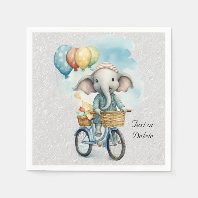 Watercolor Cycling Elephant Napkins (Front)
