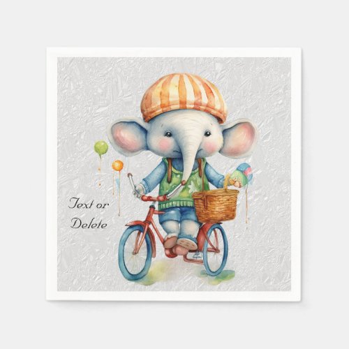 Watercolor Cycling Elephant Napkins