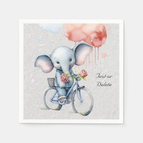 Watercolor Cycling Elephant Napkins
