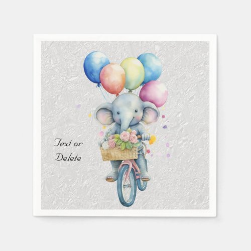 Watercolor Cycling Elephant Napkins