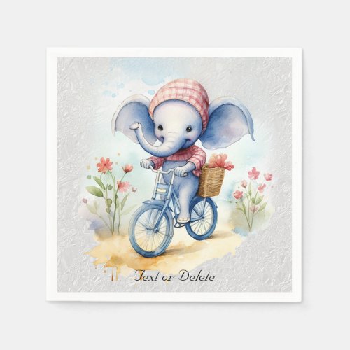 Watercolor Cycling Elephant Napkins