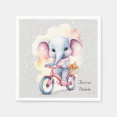 Watercolor Cycling Elephant Napkins