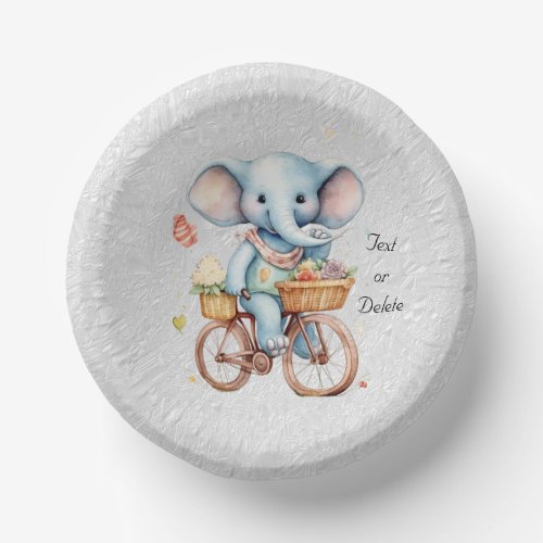 Watercolor Cycling Elephant Paper Bowl