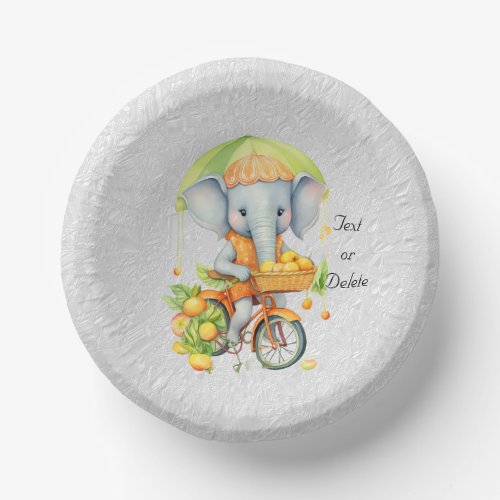 Watercolor Cycling Elephant Paper Bowl