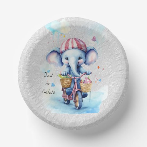 Watercolor Cycling Elephant Paper Bowl