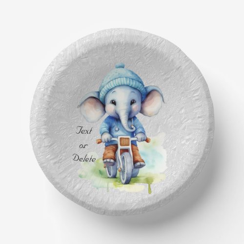 Watercolor Cycling Elephant Paper Bowl