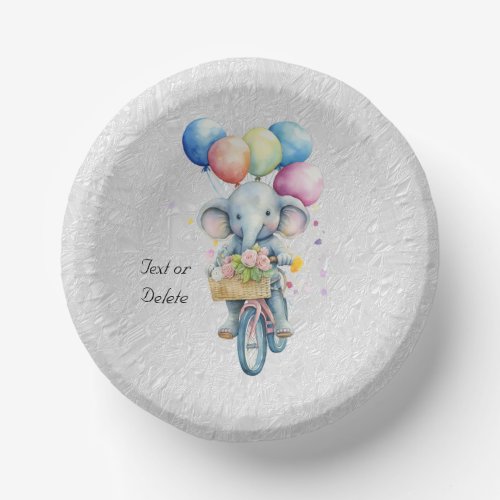 Watercolor Cycling Elephant Paper Bowl