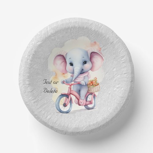 Watercolor Cycling Elephant Paper Bowl