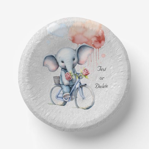 Watercolor Cycling Elephant Paper Bowl