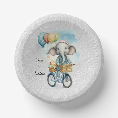 Watercolor Cycling Elephant Paper Bowl