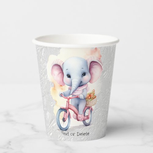 Watercolor Cycling Elephant Paper Cups