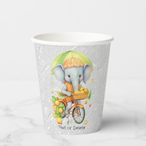 Watercolor Cycling Elephant Paper Cups