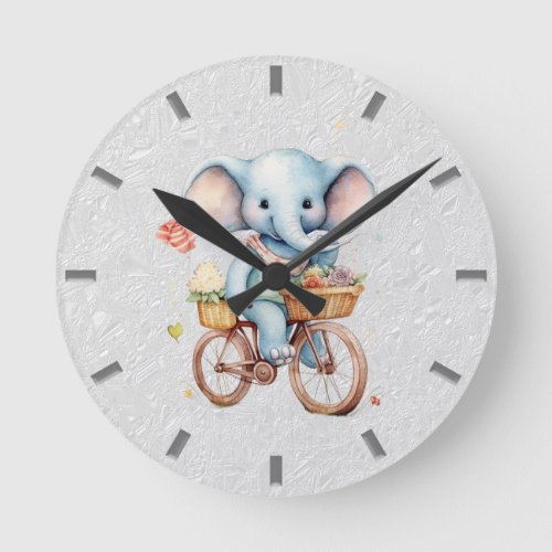  Watercolor Cycling Elephant Wall Clock