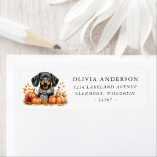 Watercolor Dachshund Autumn Return Address Label