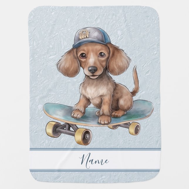 Watercolor Dachshund Baby Blanket (Front)