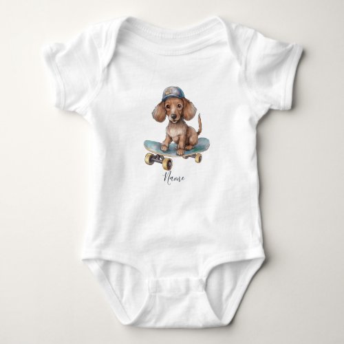 Watercolor Dachshund Baby Bodysuit