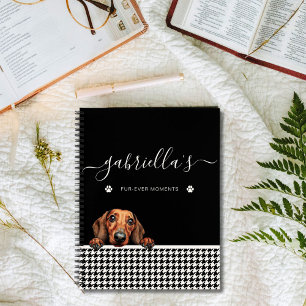 Watercolor Dachshund Black White Custom Name Notebook