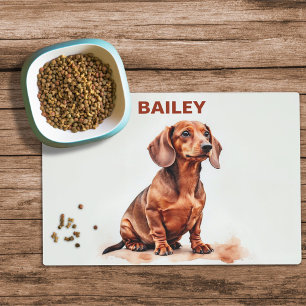 Watercolor Dachshund Dog Food Mat