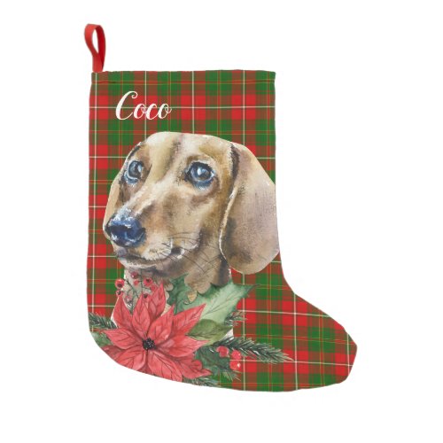 Watercolor Dachshund Dog Personalized   Small Christmas Stocking