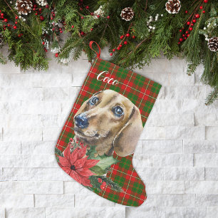 Watercolor Dachshund Dog Personalized   Small Christmas Stocking