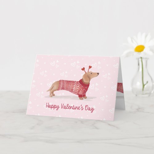 Watercolor Dachshund Dog Valentines Day Sweater Card