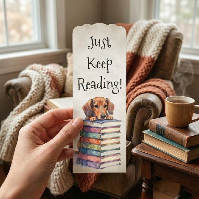 Watercolor Dachshund Puppy Colorful Books Bookworm Bookmarks (Creator Uploaded)