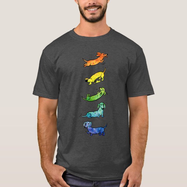 Watercolor Dachshunds gift family boy T-Shirt (Front)