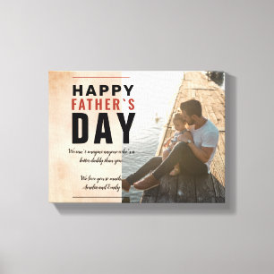 Watercolor Daddy Happy Father`s Day Photo Canvas Print