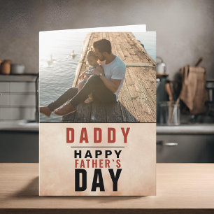 Watercolor Daddy Happy Father`s Day Photo Card