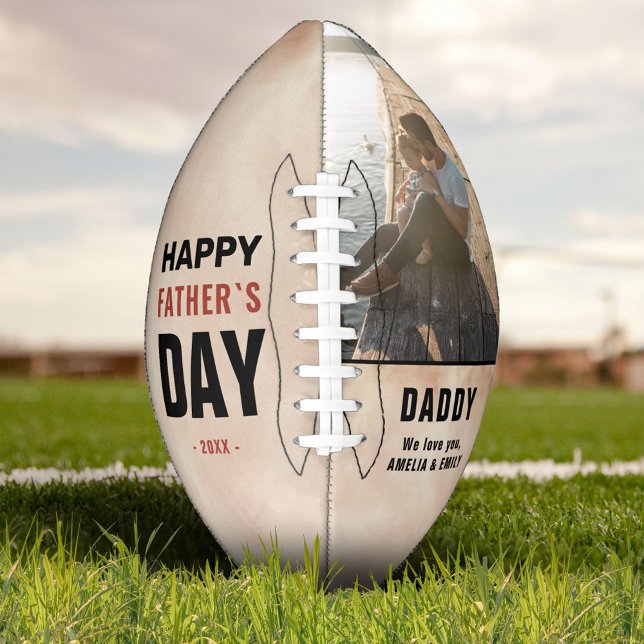 Watercolor Daddy Happy Father`s Day Photo Football (Creator Uploaded)