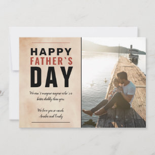 Watercolor Daddy Happy Father`s Day Photo Holiday Card