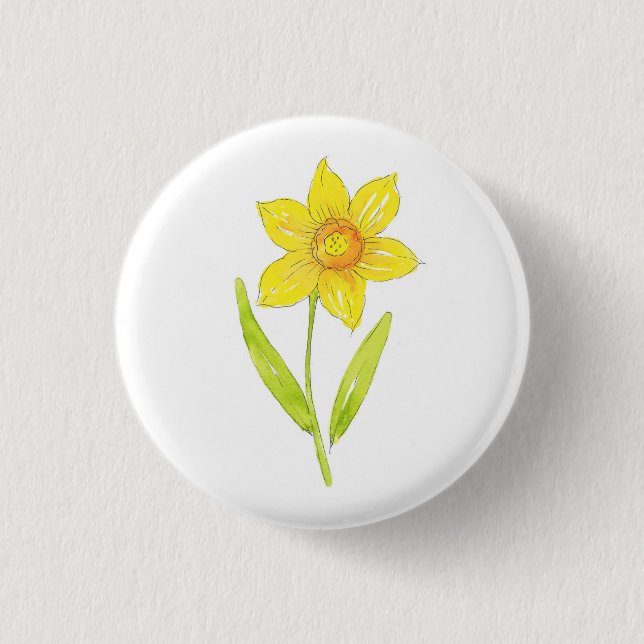 Watercolor Daffodil 2  Button (Front)