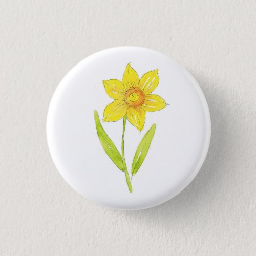 Watercolor Daffodil 2  Button