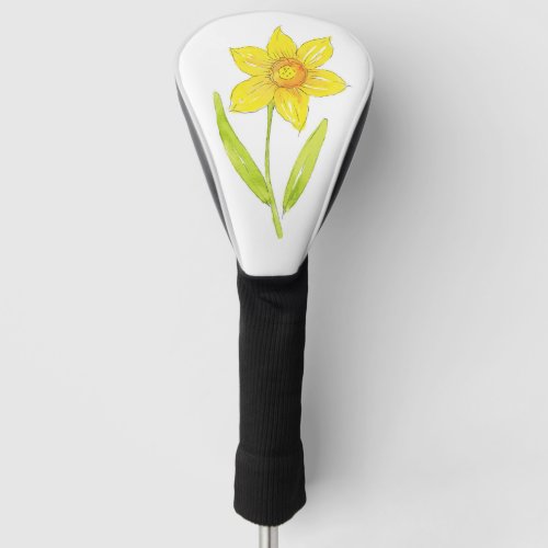 Watercolor Daffodil 2 Golf Balls Golf Head Cover