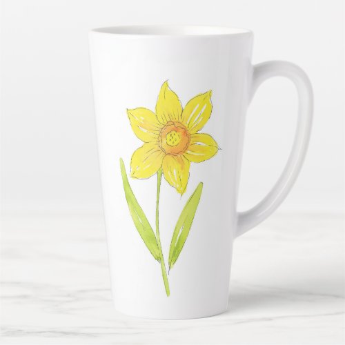 Watercolor Daffodil 2 Latte Mug