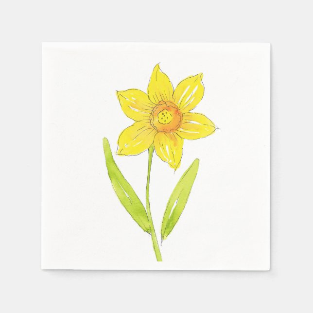 Watercolor Daffodil 2 Napkins (Front)