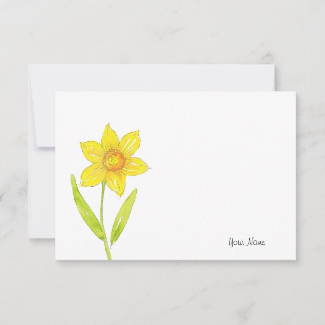 Watercolor Daffodil 2 Note Card (Front)